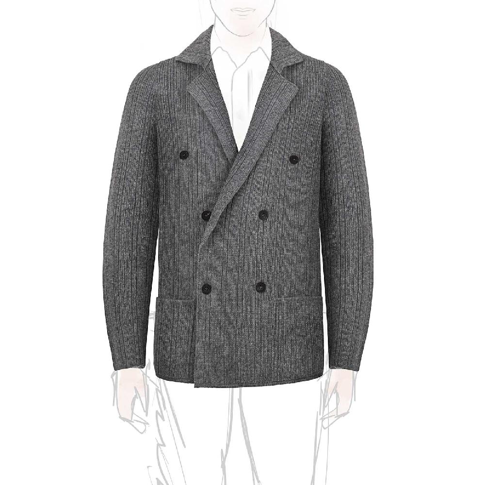 Rubinacci Cardigan doppio petto cashmere grigio