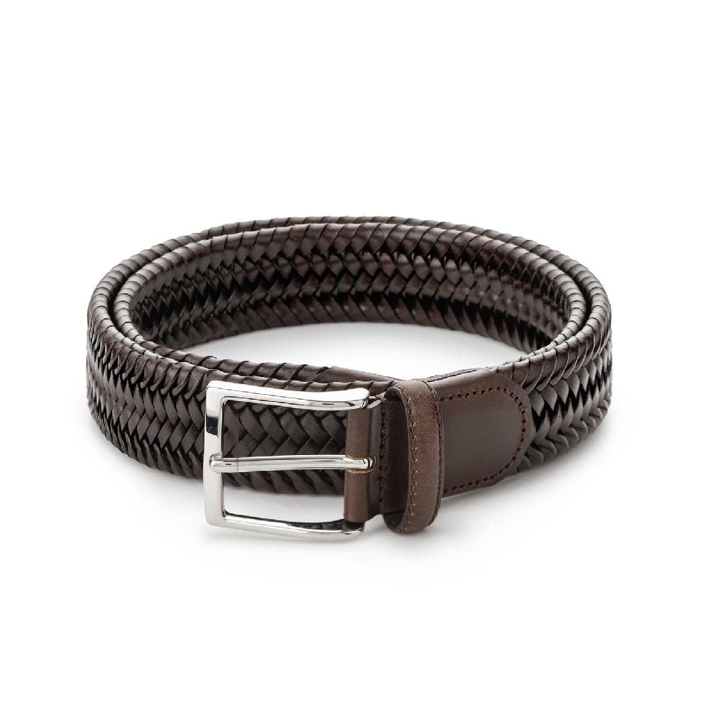 Rubinacci Cintura intrecciata cuoio bruciato