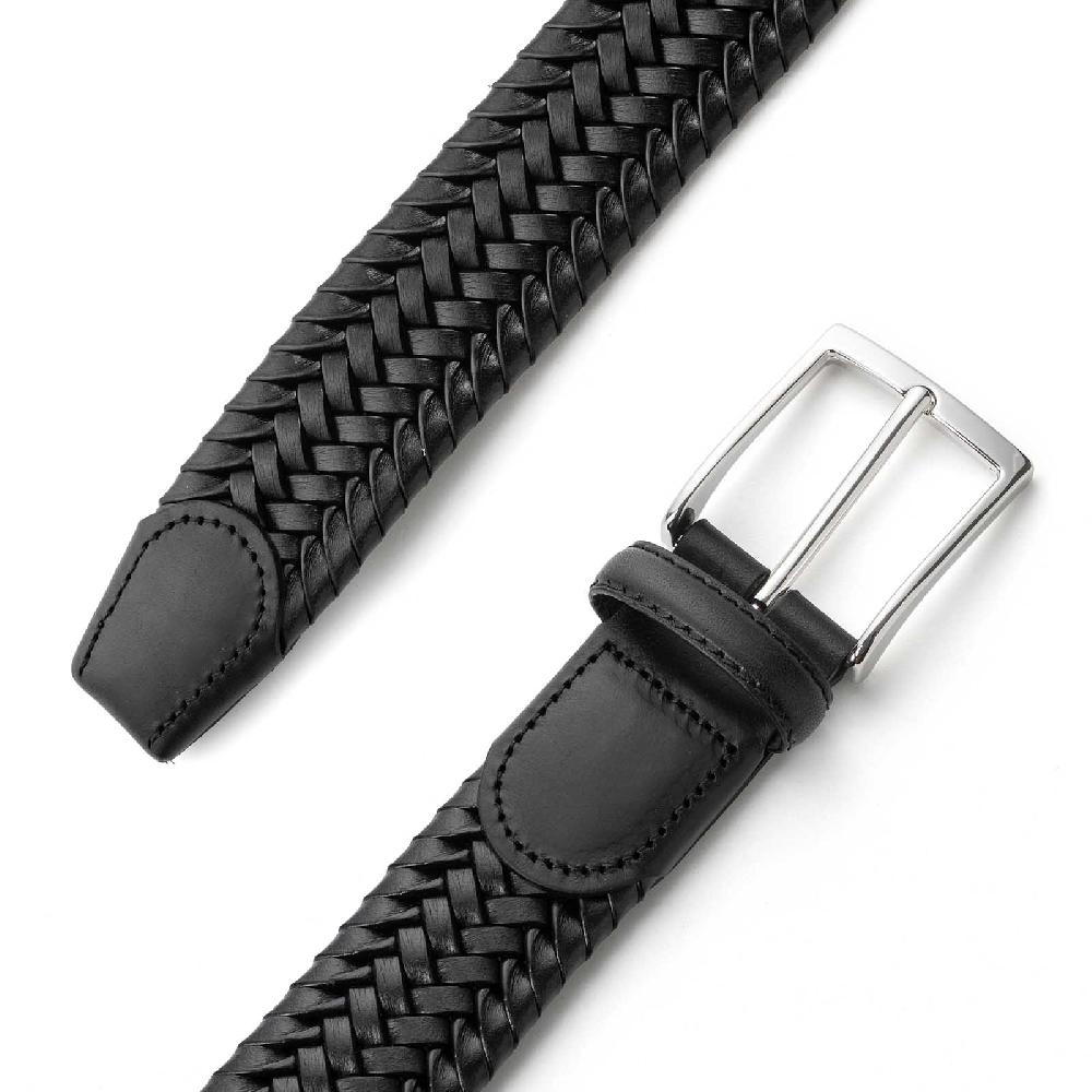 Rubinacci Cintura Intrecciata Cuoio Nero