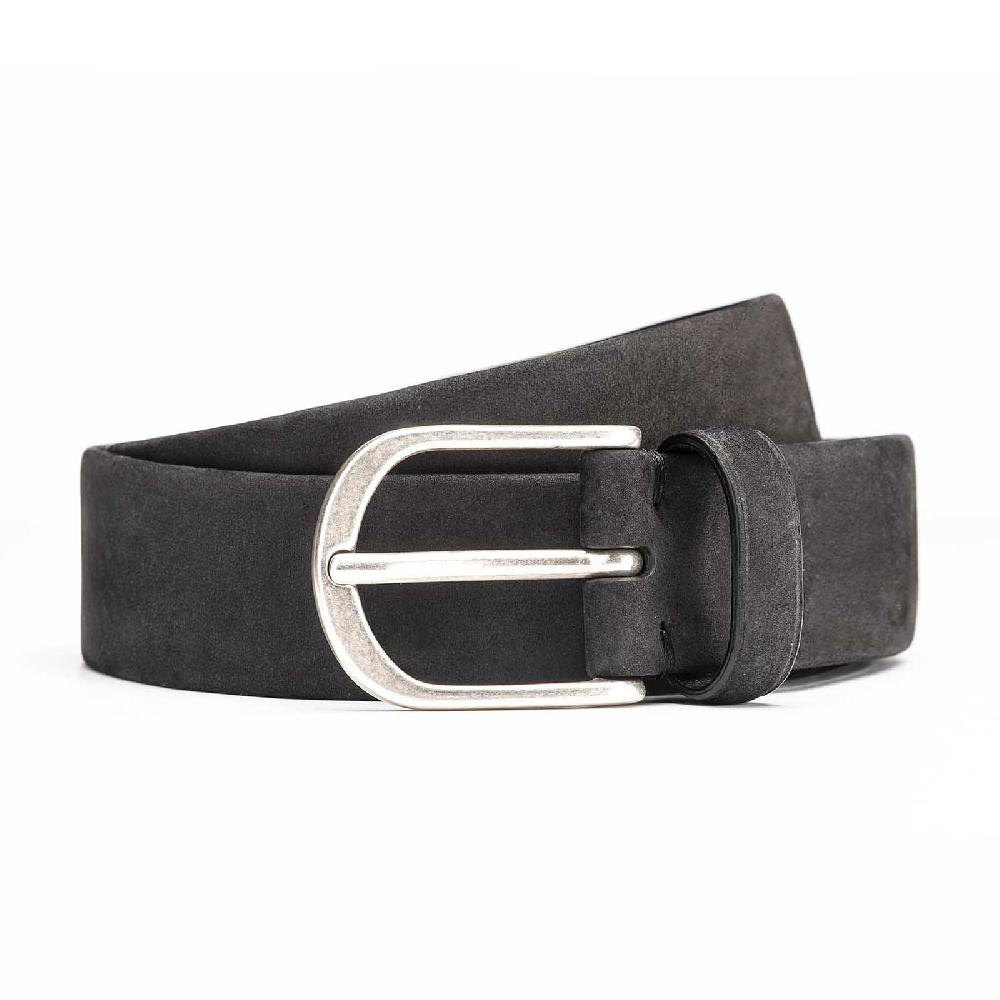 Rubinacci Cintura tubolare in nabuk nero