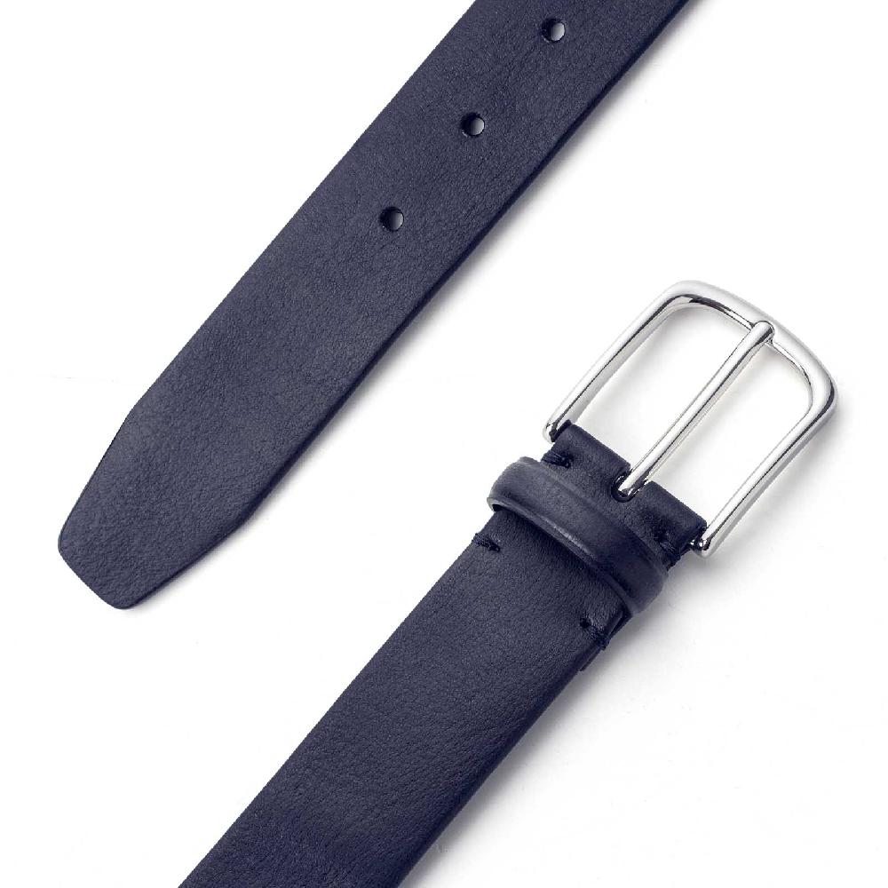 Rubinacci Cintura Tubolare In Pelle Blu