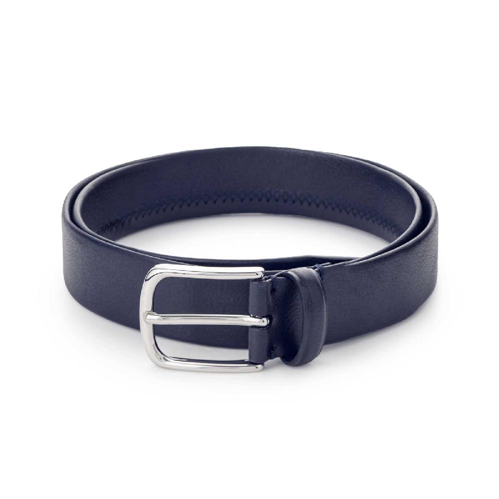 Rubinacci Cintura tubolare in pelle blu