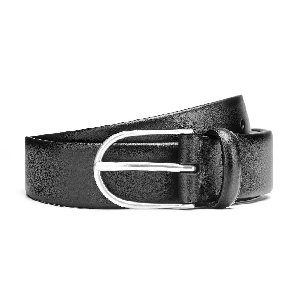 Rubinacci Cintura tubolare in vitello nappato nero