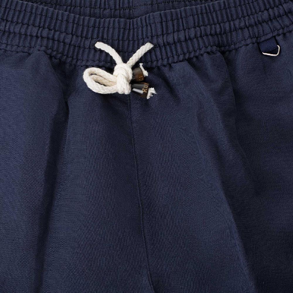 Rubinacci Costume Da Bagno Blu In Lino E Cotone