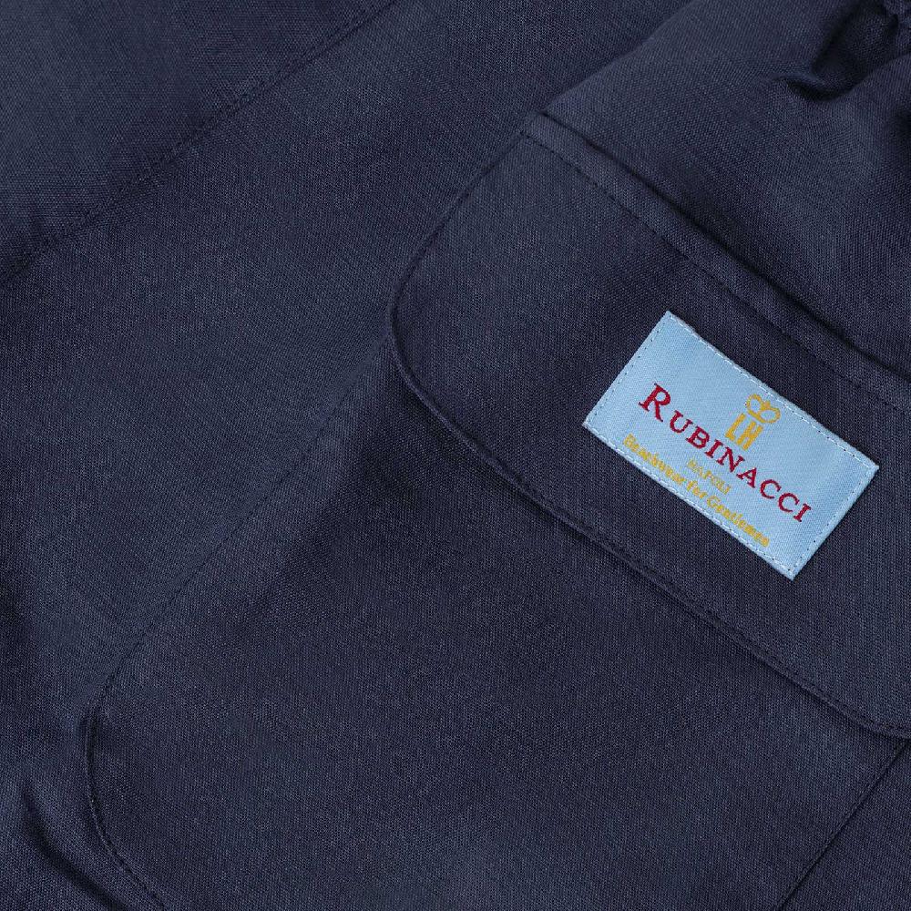 Rubinacci Costume Da Bagno Blu In Lino E Cotone