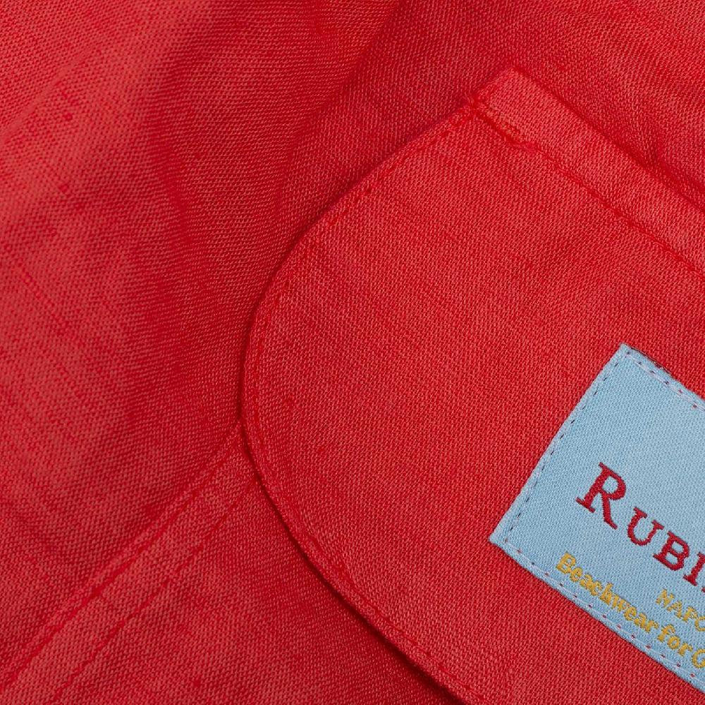 Rubinacci Costume Da Bagno Rosso In Lino E Cotone