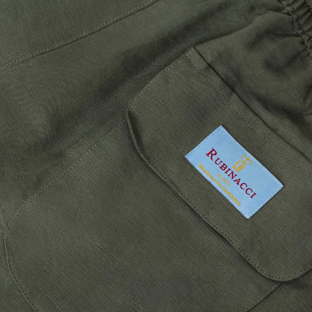 Rubinacci Costume Da Bagno Verde In Lino E Cotone