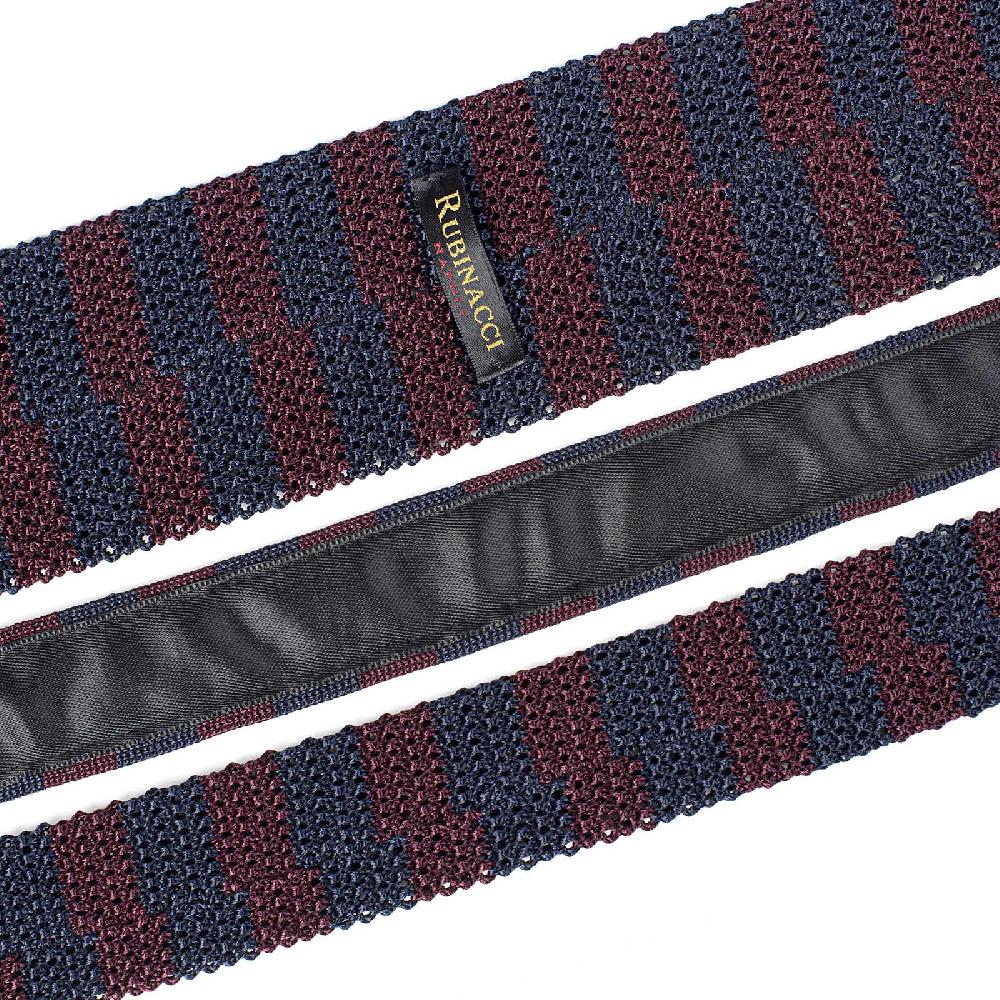 Rubinacci Cravatta In Maglia Blu E Bordeaux