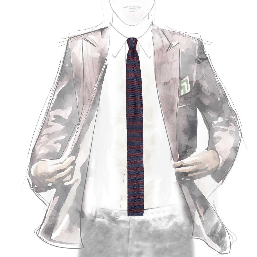 Rubinacci Cravatta In Maglia Blu E Bordeaux