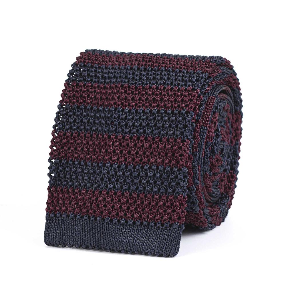 Rubinacci Cravatta in maglia blu e bordeaux