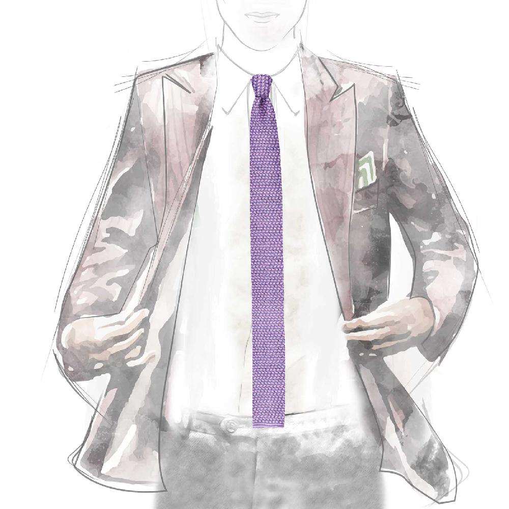 Rubinacci Cravatta In Maglia Glicine E Lavanda