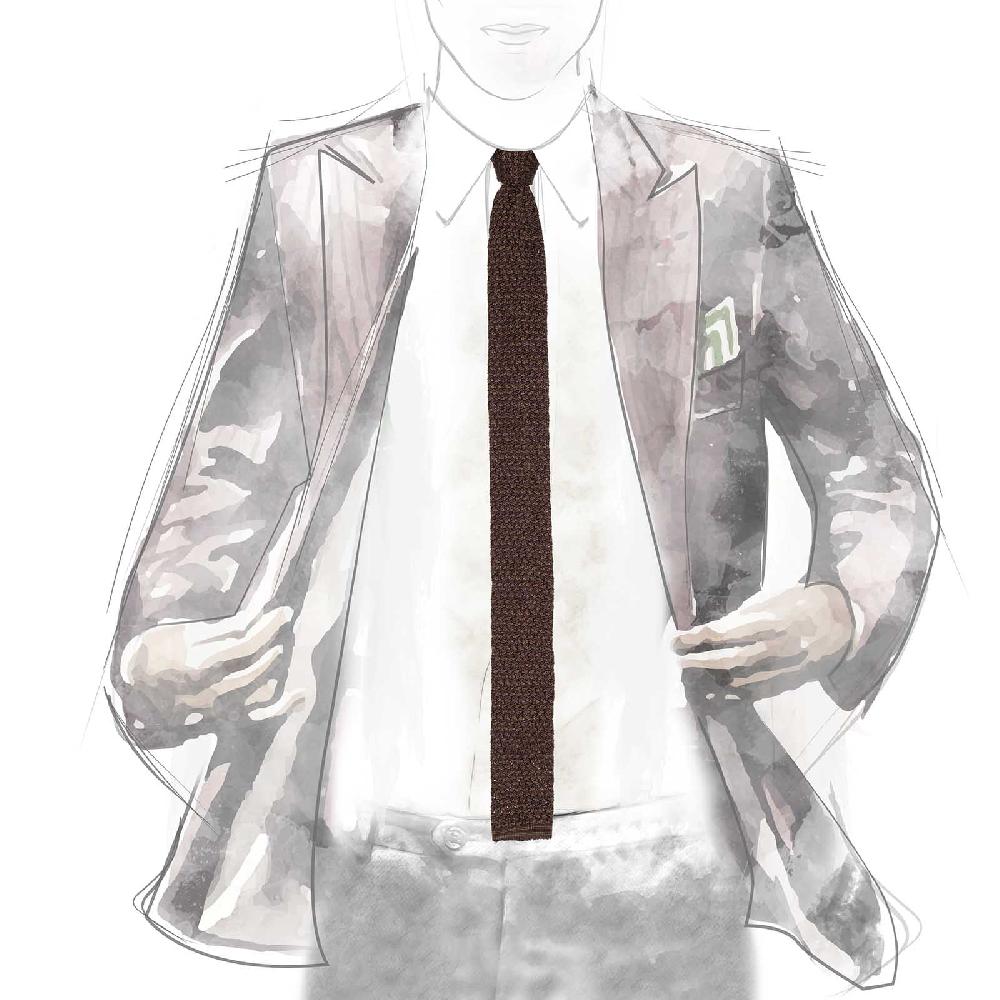 Rubinacci Cravatta In Maglia Granata E Foglia