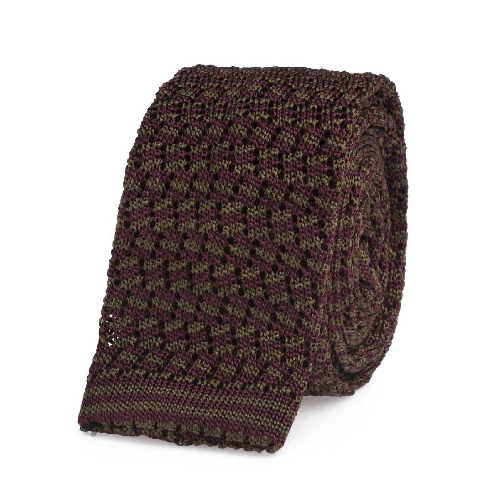 Rubinacci Cravatta in maglia granata e foglia