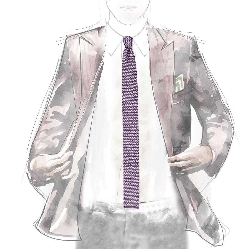 Rubinacci Cravatta In Maglia Marine E Glicine