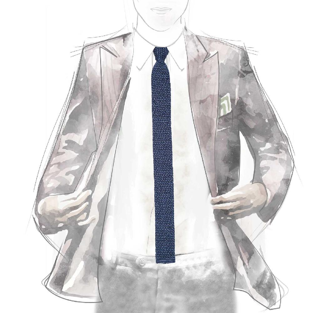 Rubinacci Cravatta In Maglia Marine E Lazulite