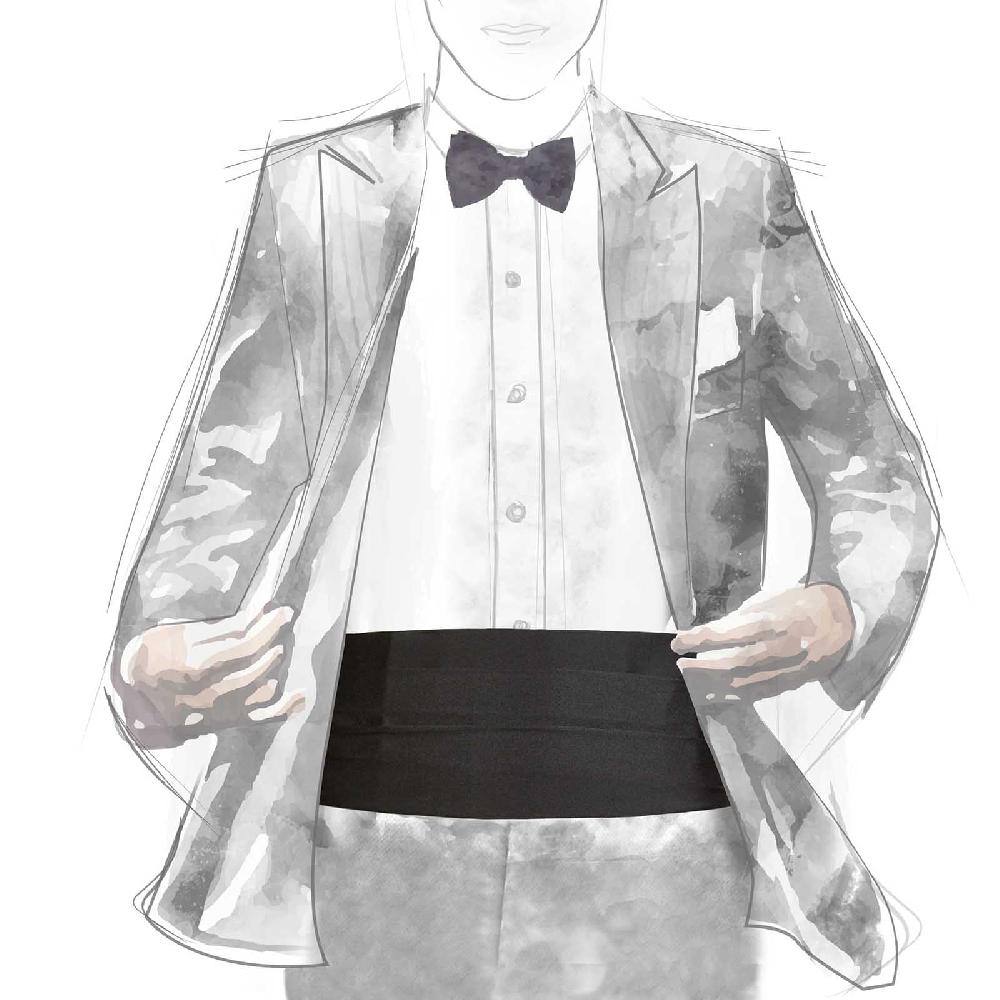 Rubinacci Fascia smoking in raso di seta nero