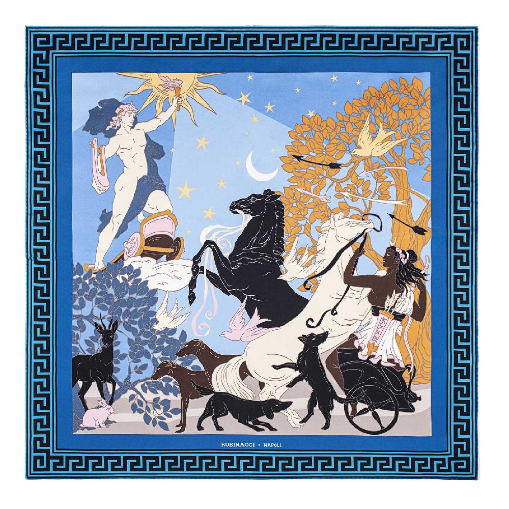 Rubinacci Foulard Artemide e Apollo ceruleo