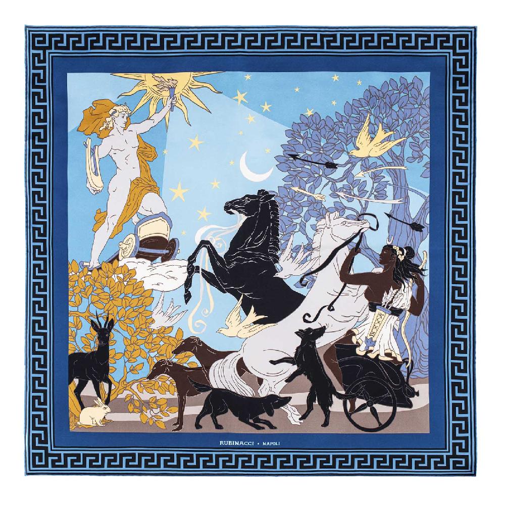 Rubinacci Foulard Artemide e Apollo indaco
