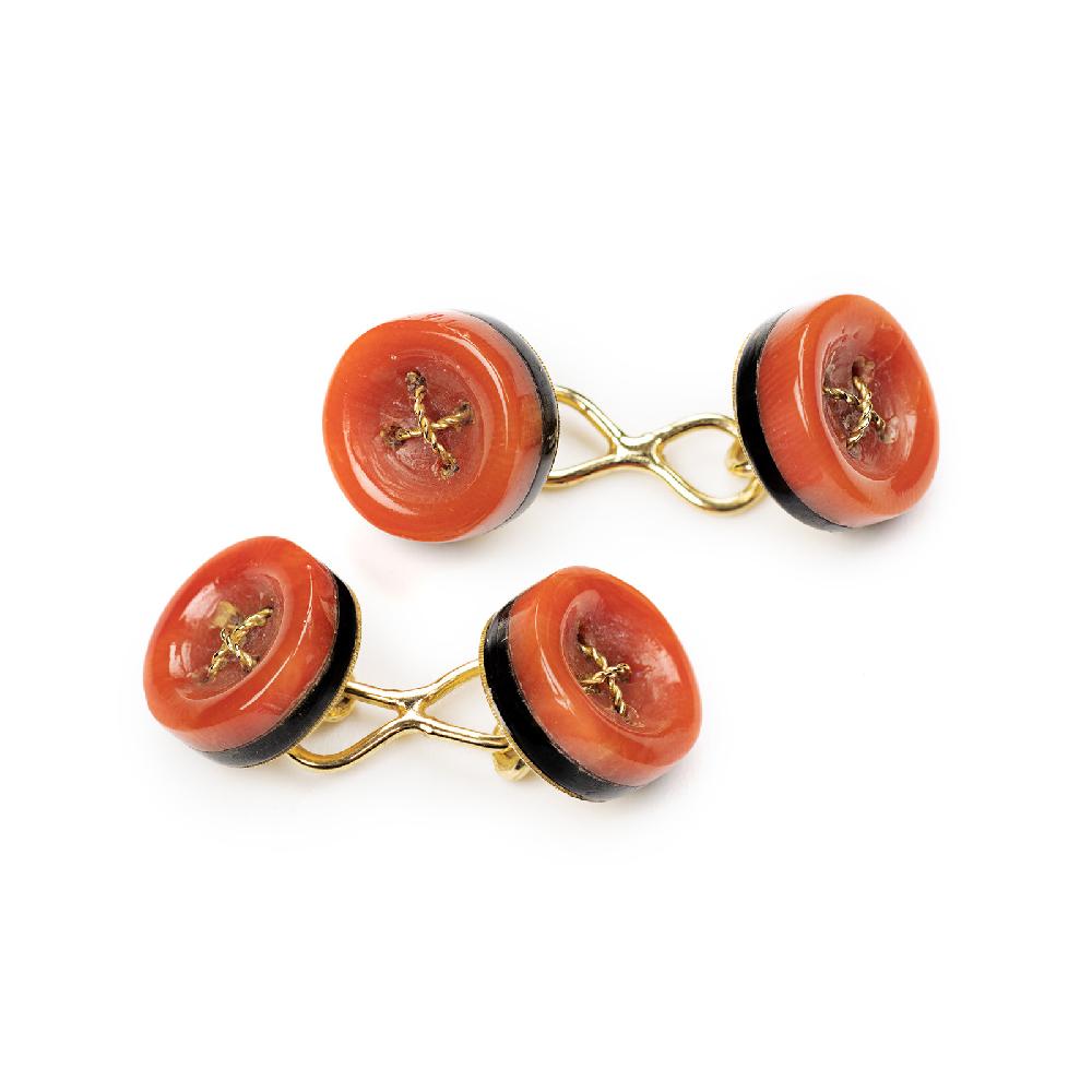 Rubinacci Gemelli Bottone Corallo E Onice