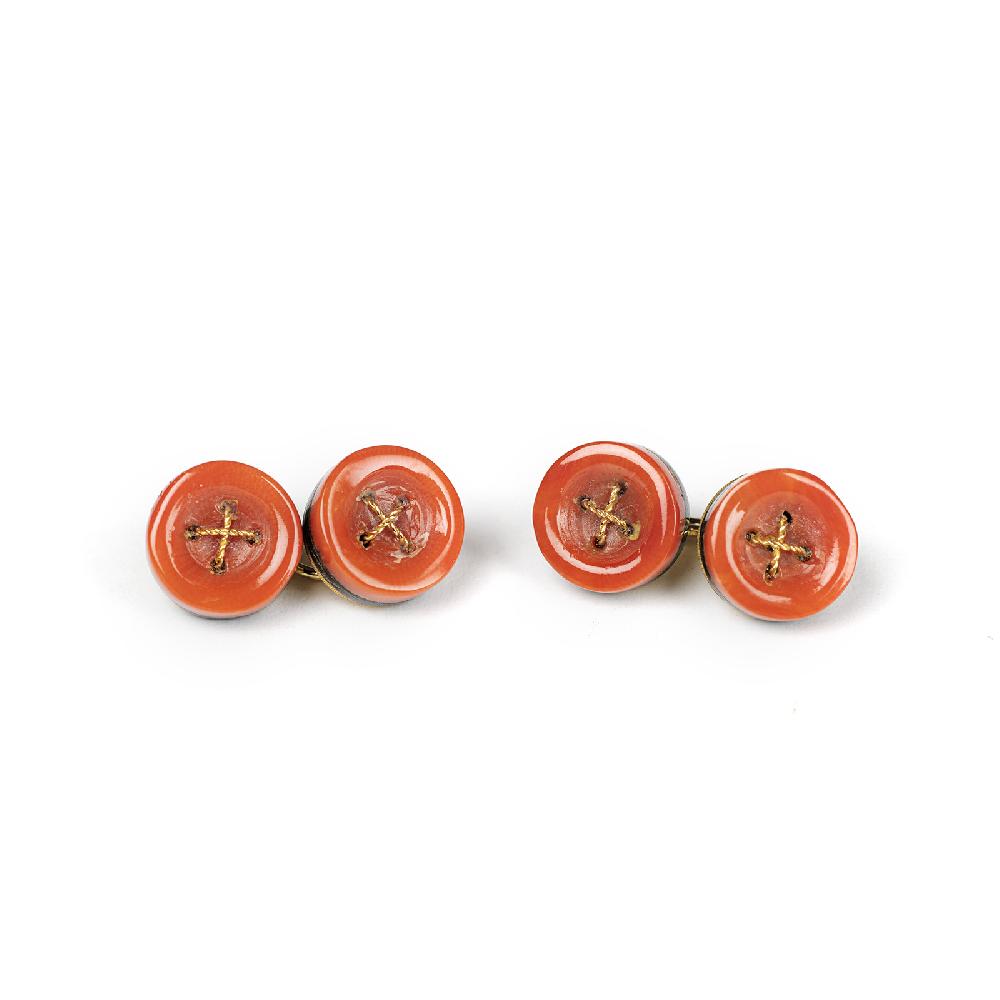 Rubinacci Gemelli bottone corallo e onice