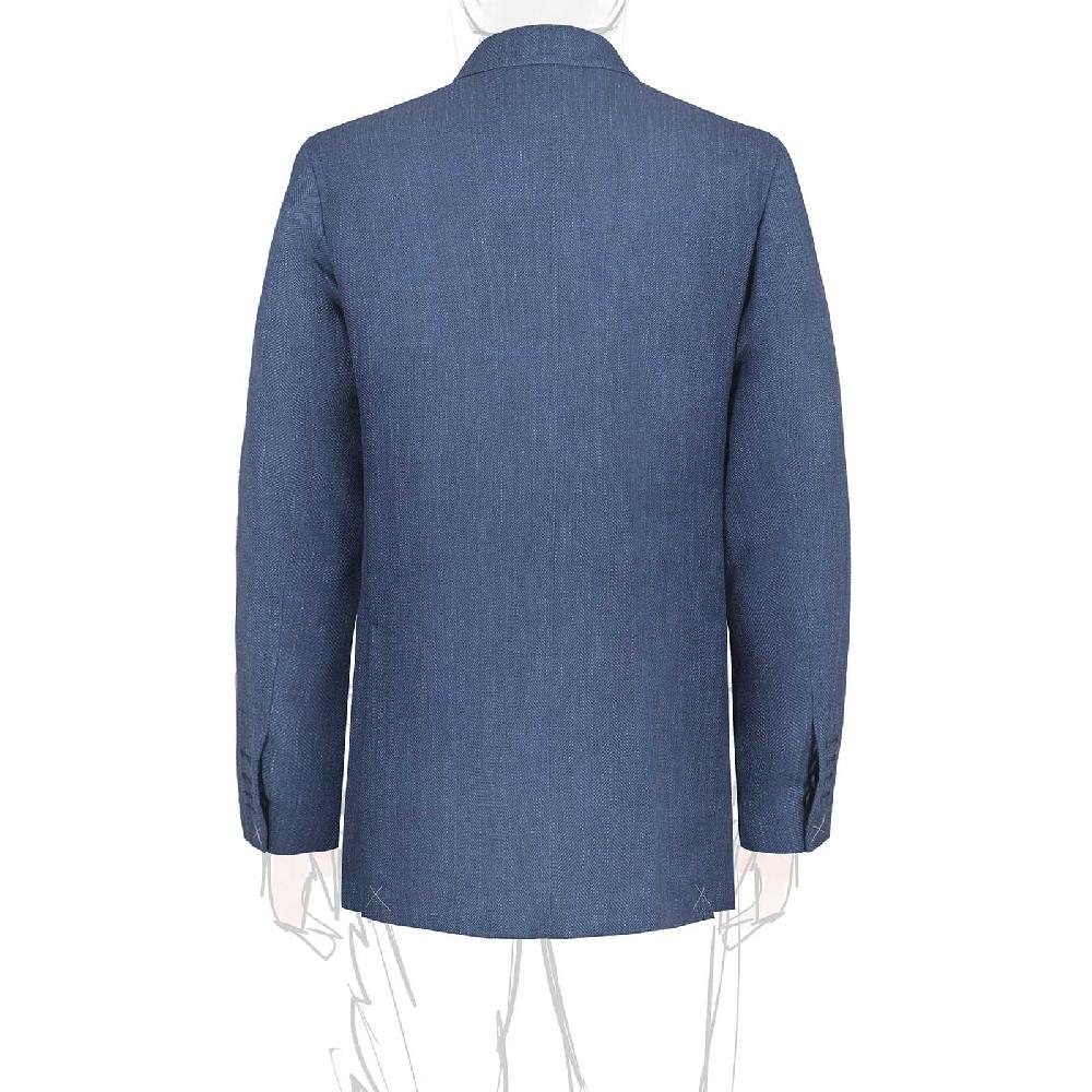 Rubinacci Giacca In Lana E Seta Spigata Blu