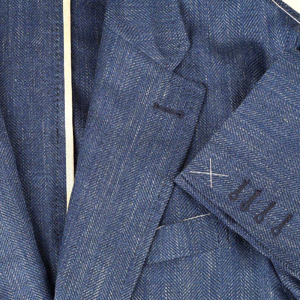 Rubinacci Giacca In Lana E Seta Spigata Blu