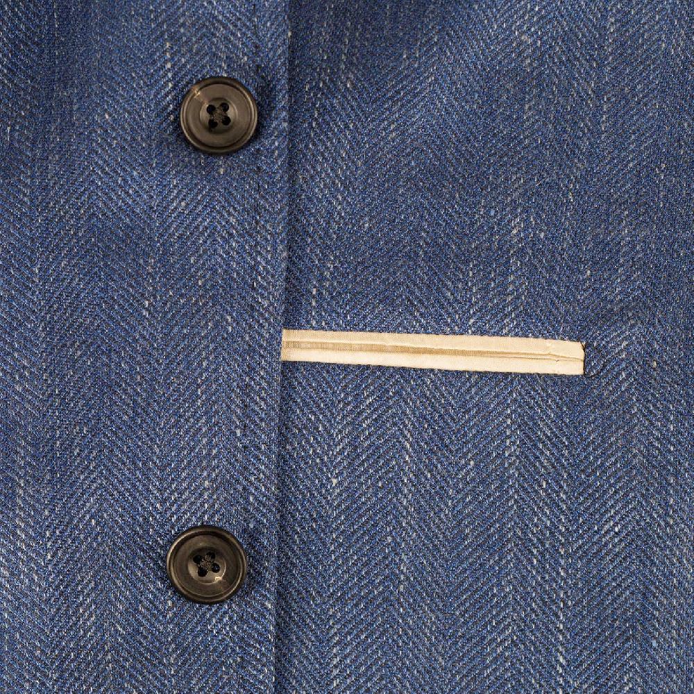 Rubinacci Giacca In Lana E Seta Spigata Blu