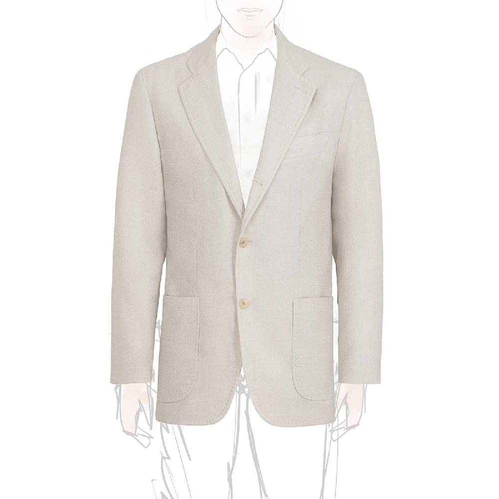 Rubinacci Giacca in lana e seta spigata ghiaccio