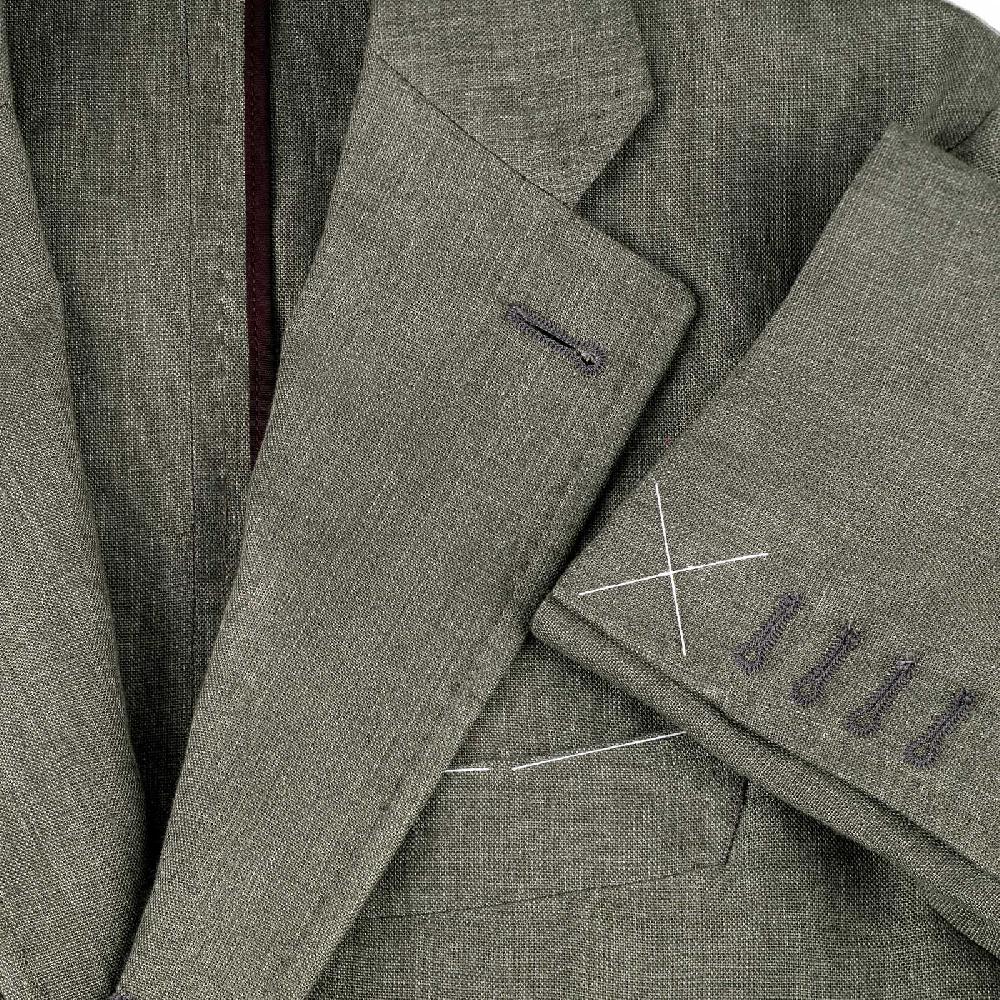 Rubinacci Giacca In Lino Verde Militare