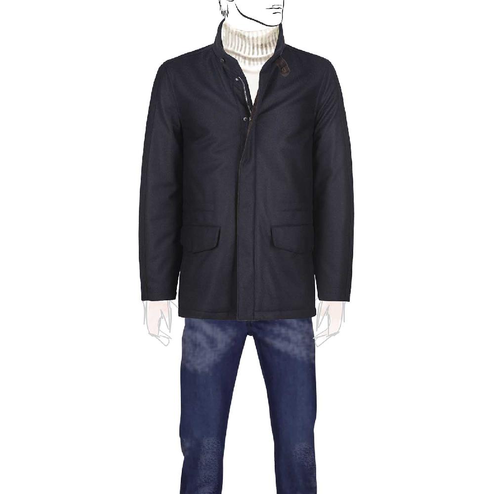 Rubinacci Giaccone in lana e cashmere blu