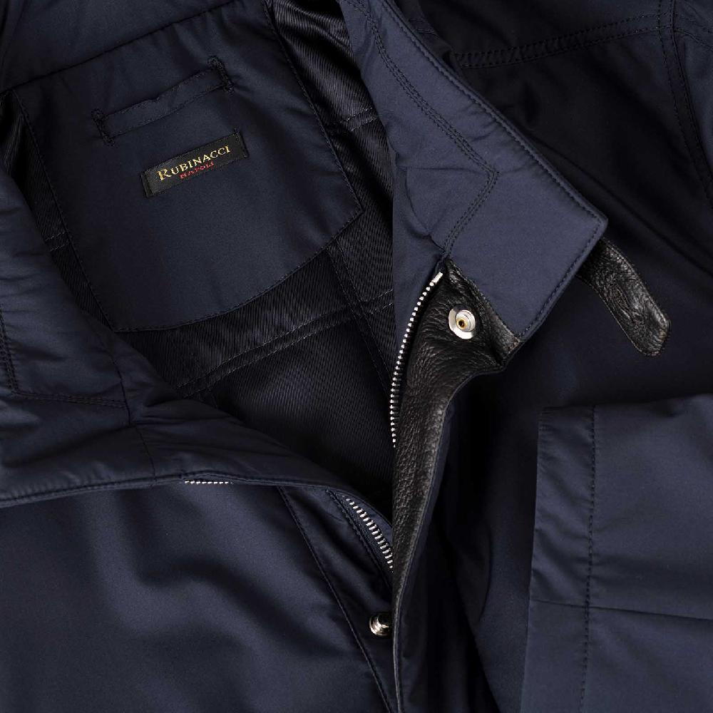 Rubinacci Giaccone In Seta Impermeabile Blu