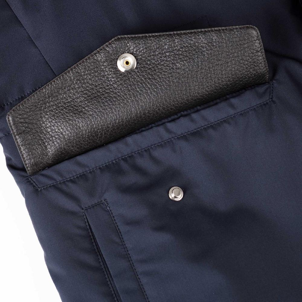 Rubinacci Giaccone In Seta Impermeabile Blu