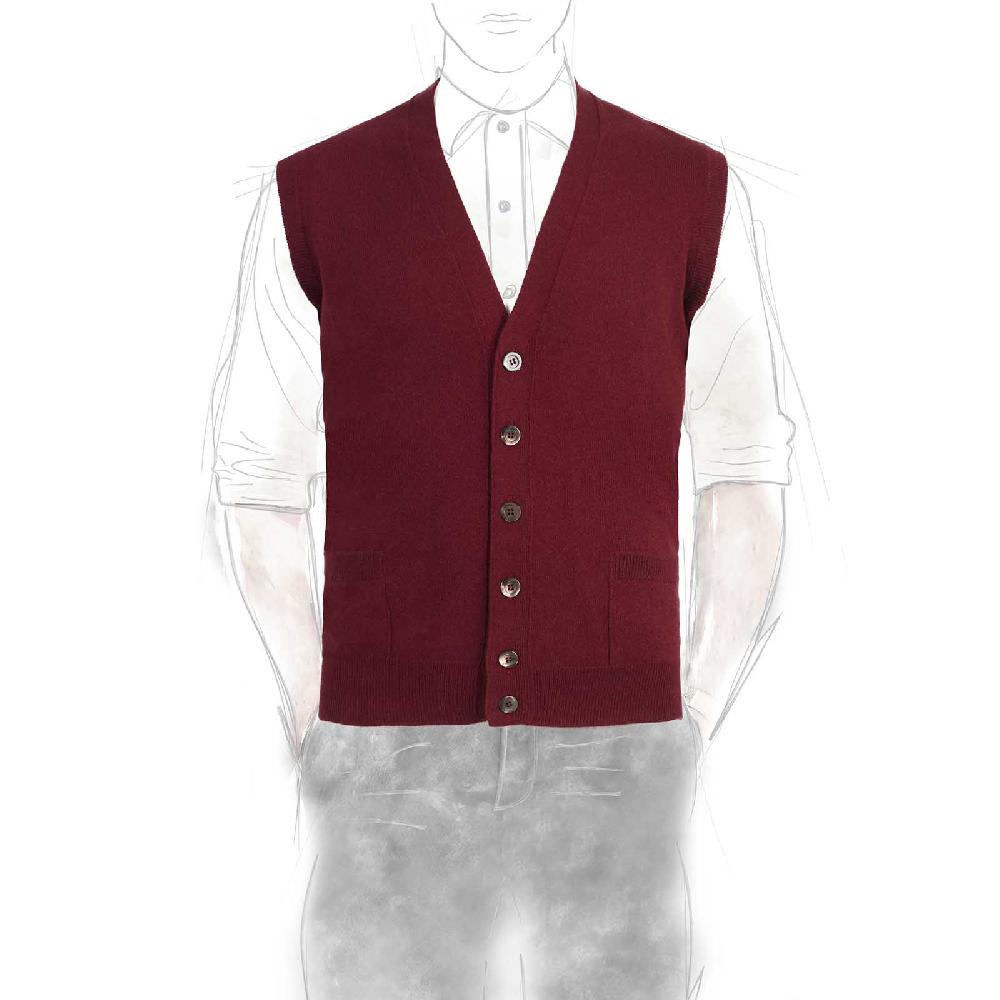 Rubinacci Gilet in cashmere bordeaux chiaro
