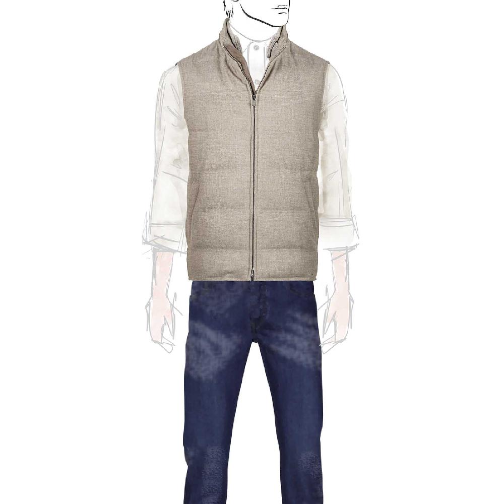 Rubinacci Gilet trapuntato lana e cashmere beige