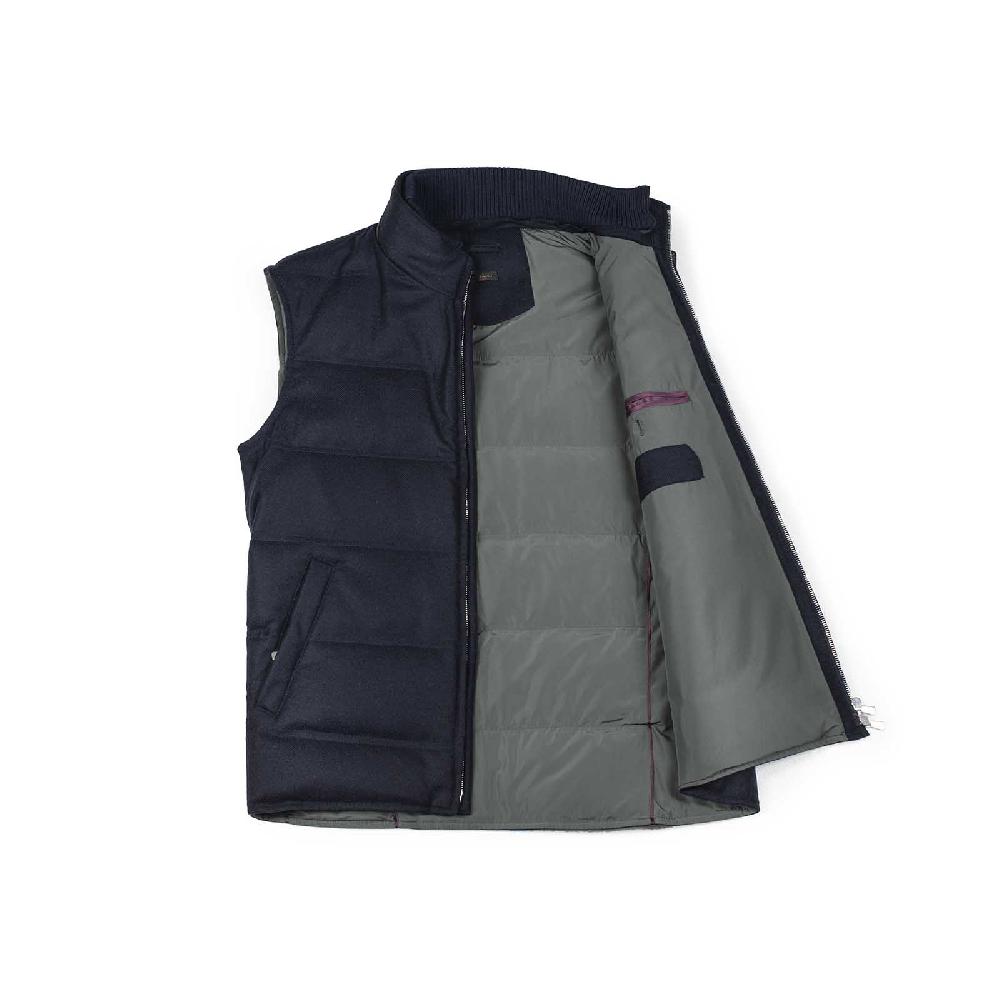 Rubinacci Gilet Trapuntato Lana E Cashmere Blu