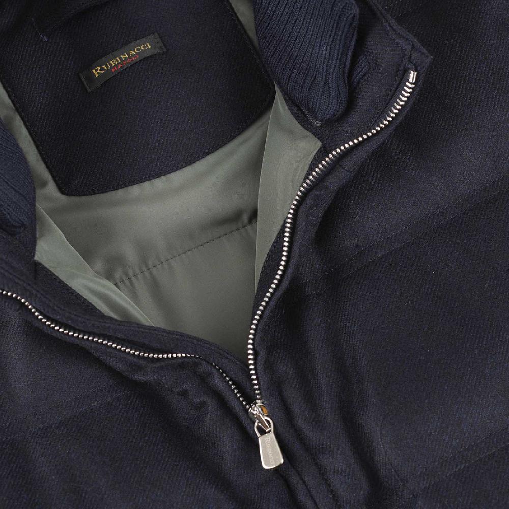 Rubinacci Gilet Trapuntato Lana E Cashmere Blu