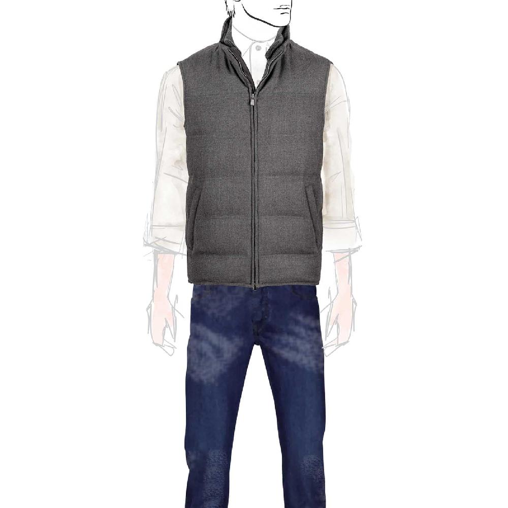 Rubinacci Gilet trapuntato lana e cashmere tortora