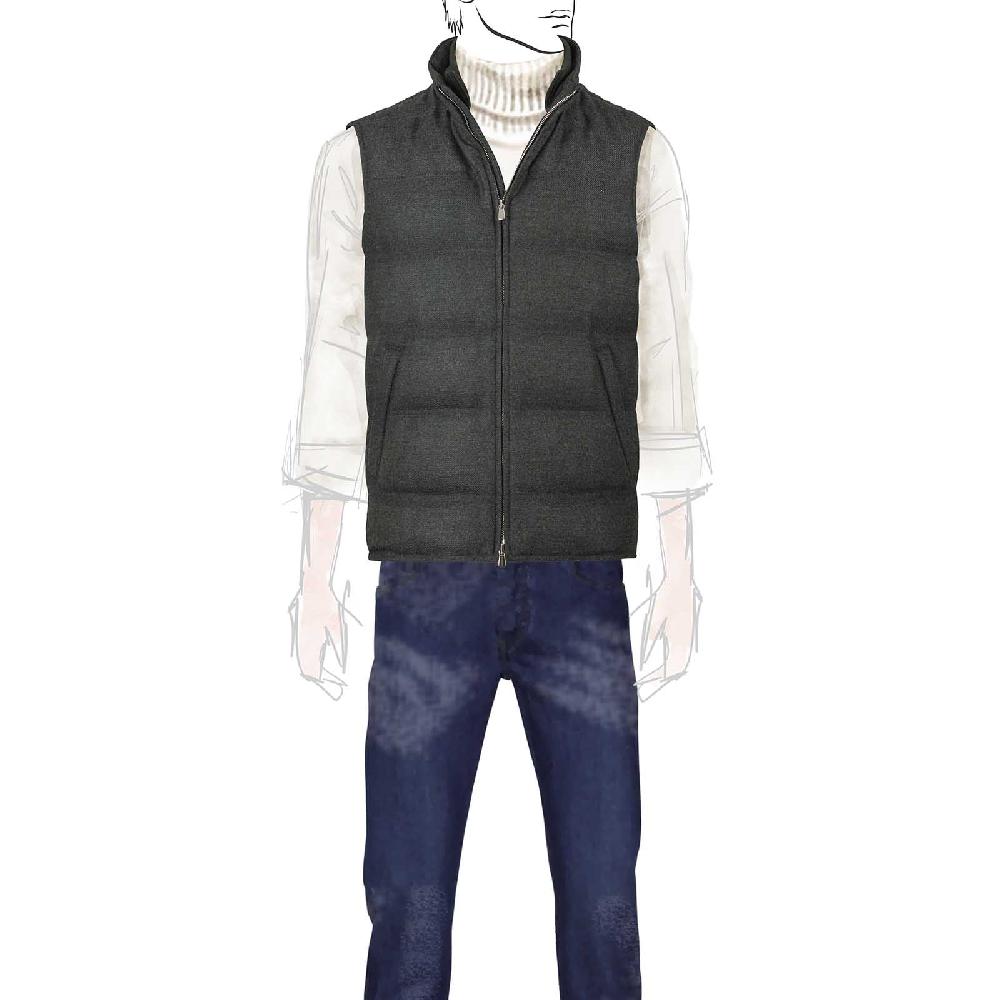 Rubinacci Gilet trapuntato lana e cashmere verde
