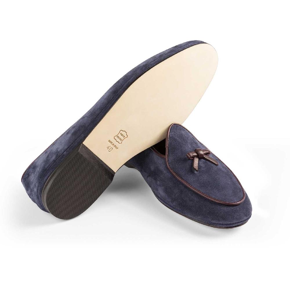 Rubinacci Marphy Velour Blu Piping Bordeaux