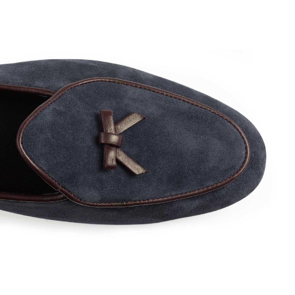 Rubinacci Marphy Velour Blu Piping Bordeaux