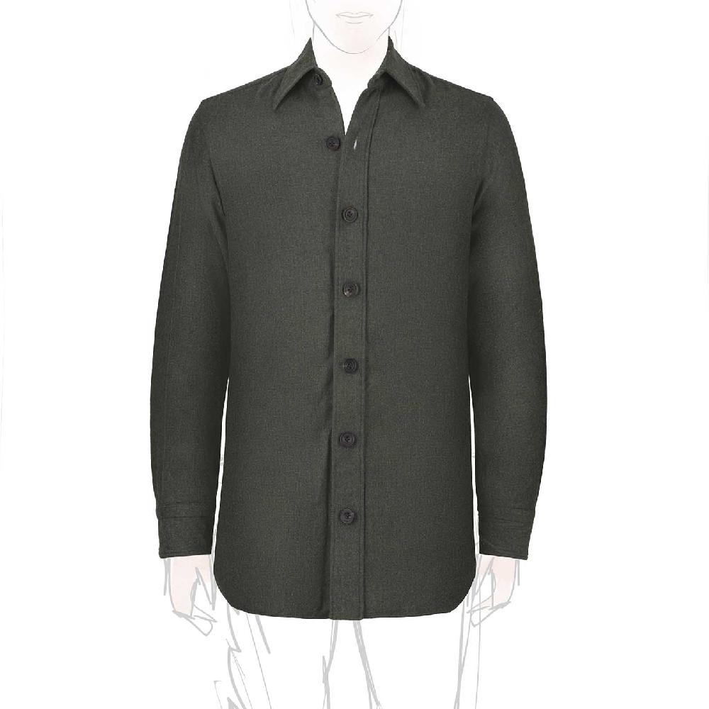 Rubinacci Overshirt in lana e seta verde