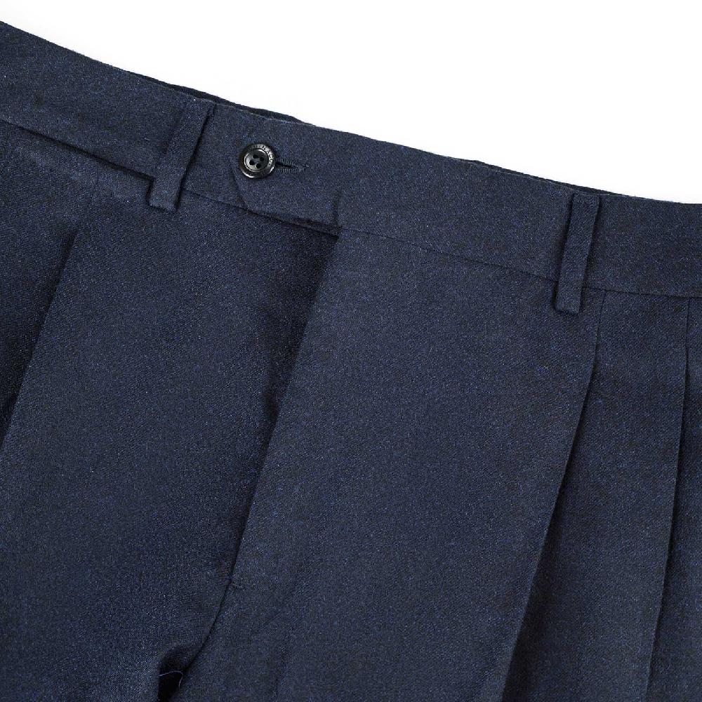 Rubinacci Pantalone 2 Pinces In Flanella Blu