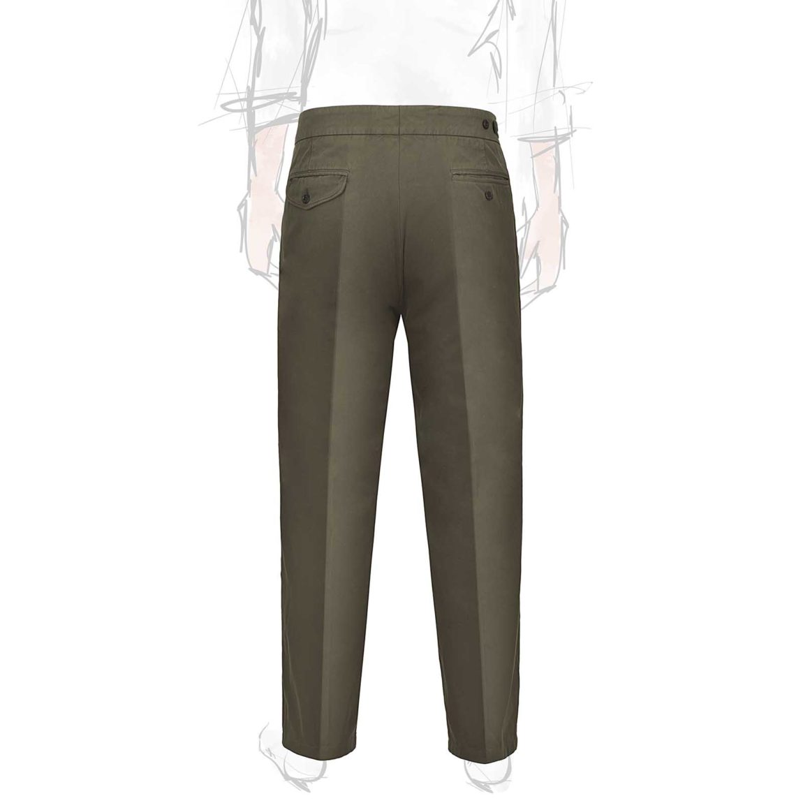 Rubinacci Pantalone Genny In Cotone Verde Militare