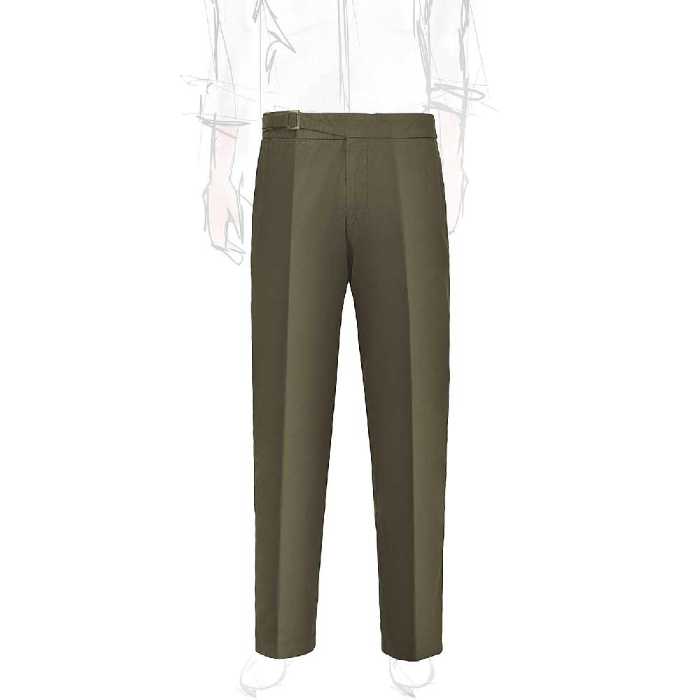 Rubinacci Pantalone genny in cotone verde militare