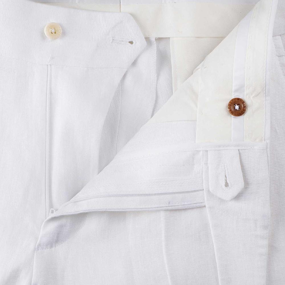 Rubinacci Pantalone Genny In Lino Bianco