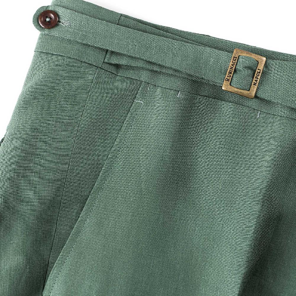 Rubinacci Pantalone Genny In Lino Verde