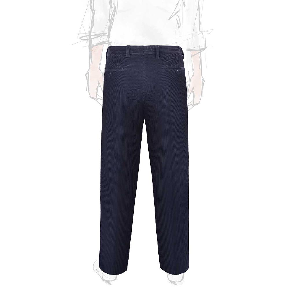 Rubinacci Pantalone In Velluto A Coste Blu Notte