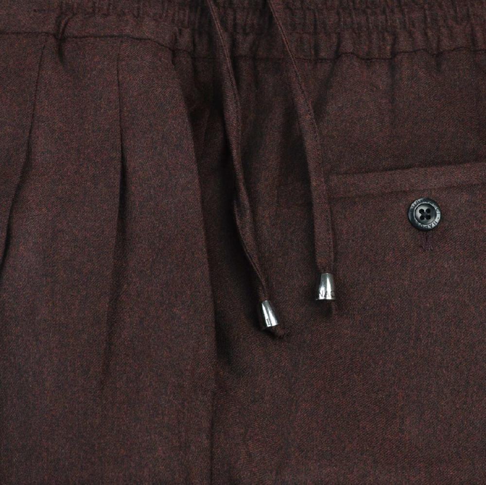 Rubinacci Pantalone Leisure In Flanella Bordeaux
