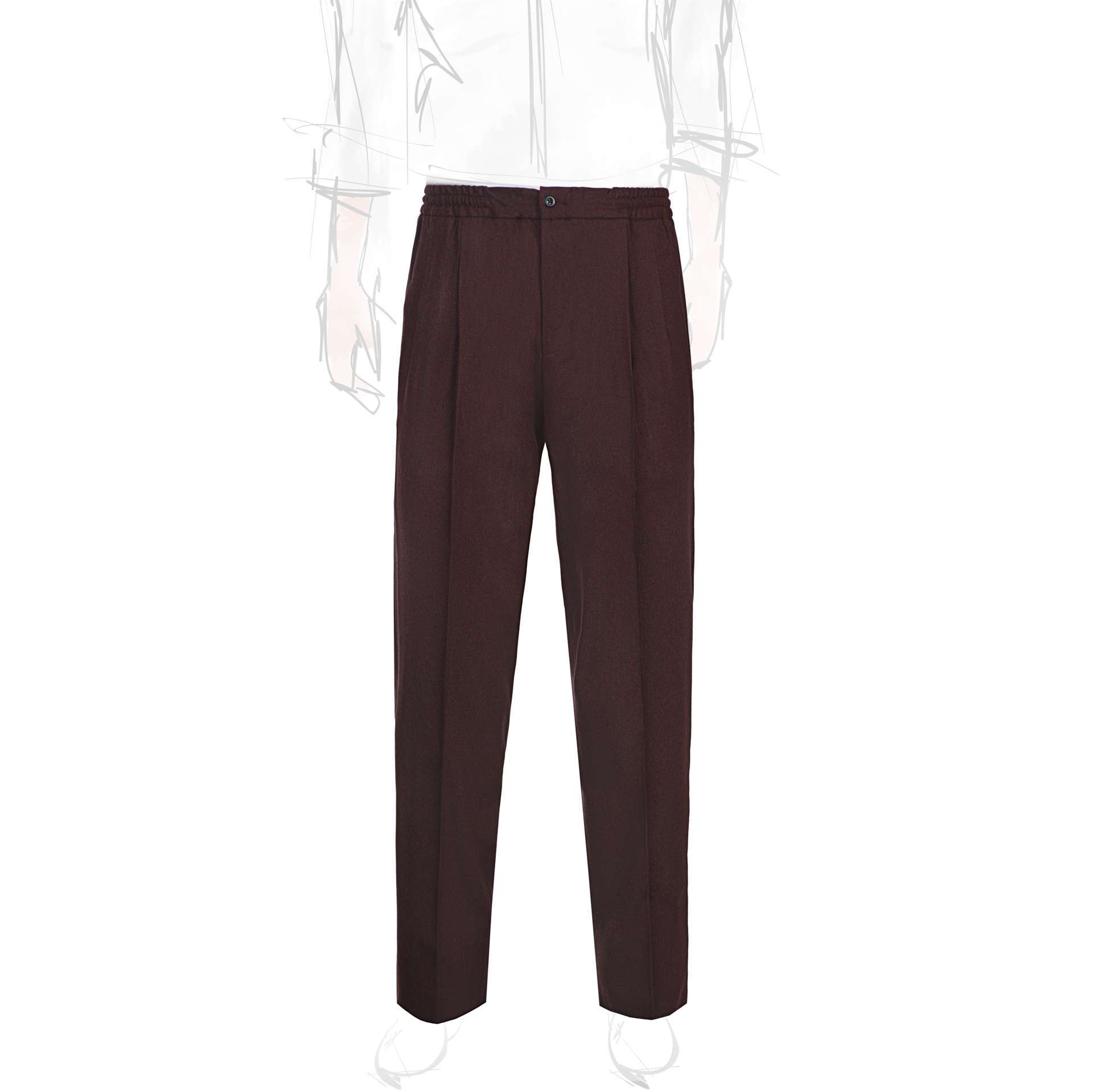 Rubinacci Pantalone leisure in flanella bordeaux