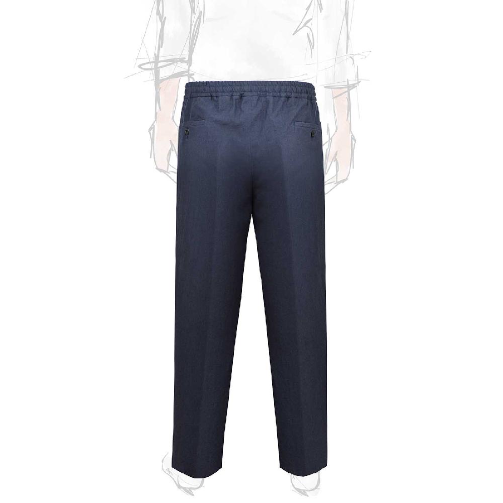 Rubinacci Pantalone Leisure In Lino Blu